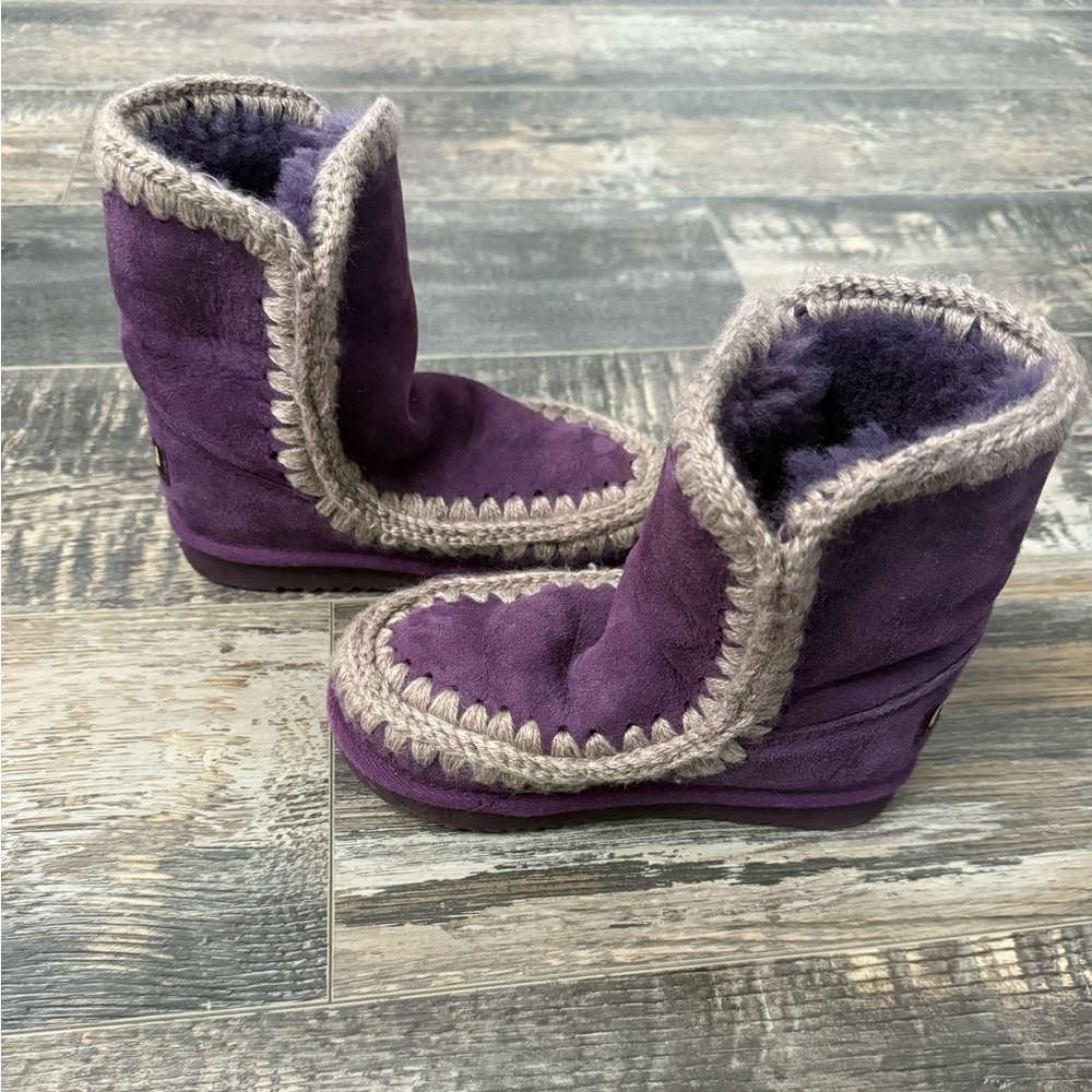 Mou Deep Purple Boots with Grey Stitching - Picture 6 of 7